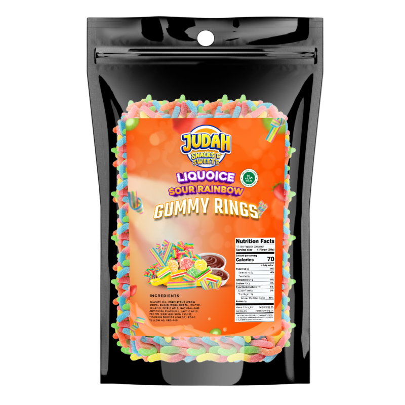 Liquoice Sour Rainbow Gummy Rings 20g